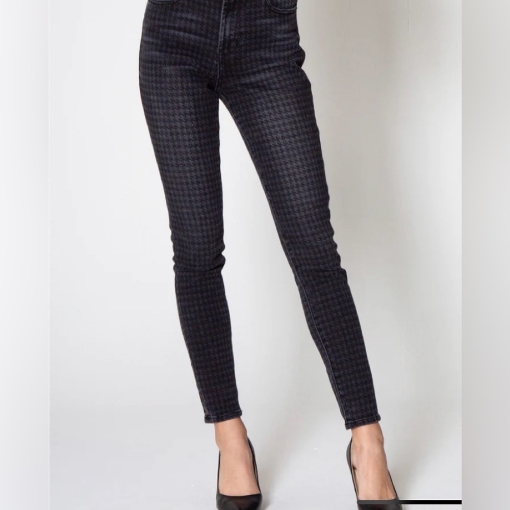 Dear John - Olivia Highrise Black Jeans in Houndstooth
